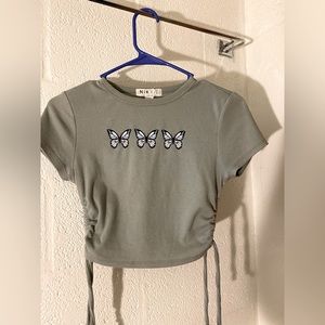 Pull string crop tee